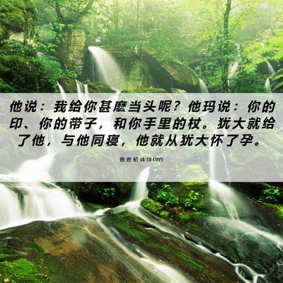 Picture 06 - 创 世 纪 38:18 CUVS - 他 说 ： 我 给 你 甚 麽 当 头 呢 ？ - Bible Verse Picture