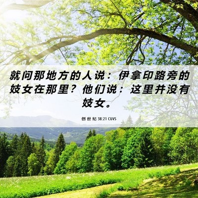 Picture 06 - 创 世 纪 38:21 CUVS - 就 问 那 地 方 的 人 说 ： 伊 拿 印 - Bible Verse Picture