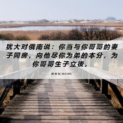 Picture 06 - 创 世 纪 38:8 CUVS - 犹 大 对 俄 南 说 ： 你 当 与 你 哥 - Bible Verse Picture