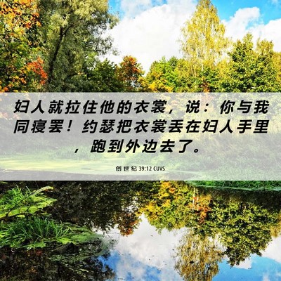 Picture 06 - 创 世 纪 39:12 CUVS - 妇 人 就 拉 住 他 的 衣 裳 ， 说 ： - Bible Verse Picture