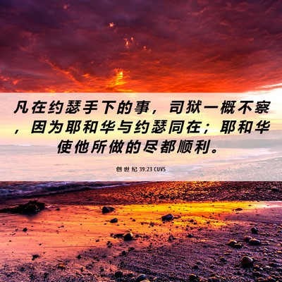Picture 06 - 创 世 纪 39:23 CUVS - 凡 在 约 瑟 手 下 的 事 ， 司 狱 一 - Bible Verse Picture