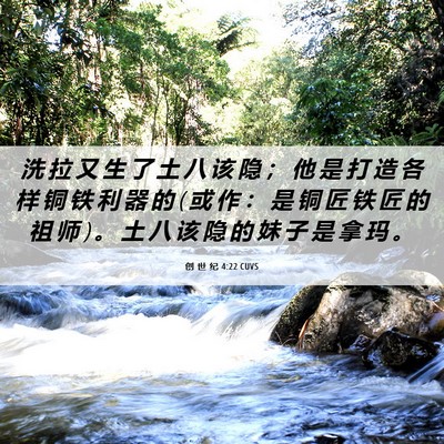 Picture 06 - 创 世 纪 4:22 CUVS - 洗 拉 又 生 了 土 八 该 隐 ； 他 是 - Bible Verse Picture