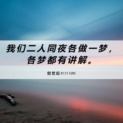 Picture 06 - 创 世 纪 41:11 CUVS - 我 们 二 人 同 夜 各 做 一 梦 ， 各 - Bible Verse Picture