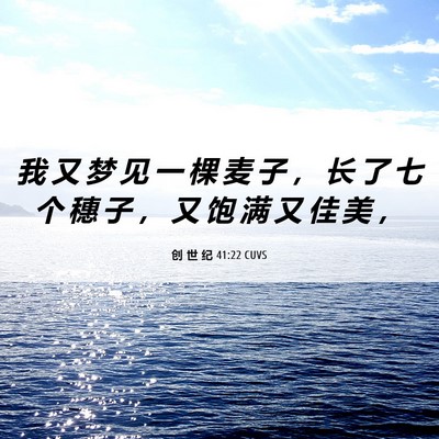 Picture 06 - 创 世 纪 41:22 CUVS - 我 又 梦 见 一 棵 麦 子 ， 长 了 七 - Bible Verse Picture