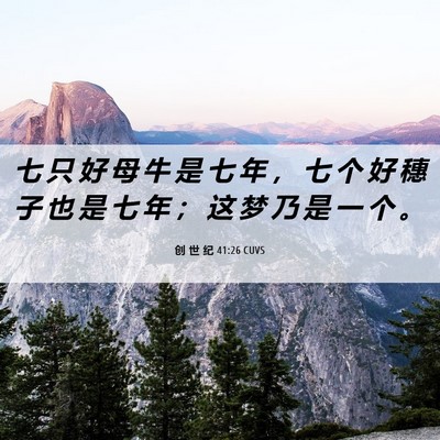 Picture 06 - 创 世 纪 41:26 CUVS - 七 只 好 母 牛 是 七 年 ， 七 个 好 - Bible Verse Picture