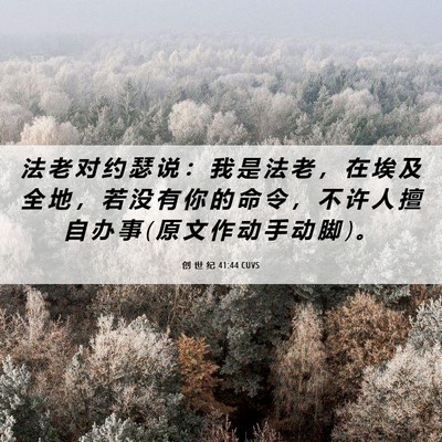 Picture 06 - 创 世 纪 41:44 CUVS - 法 老 对 约 瑟 说 ： 我 是 法 老 ， - Bible Verse Picture