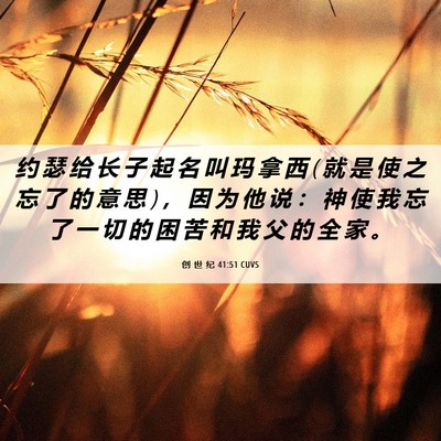 Picture 06 - 创 世 纪 41:51 CUVS - 约 瑟 给 长 子 起 名 叫 玛 拿 西 ( 就 - Bible Verse Picture