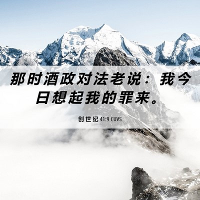Picture 06 - 创 世 纪 41:9 CUVS - 那 时 酒 政 对 法 老 说 ： 我 今 日 - Bible Verse Picture