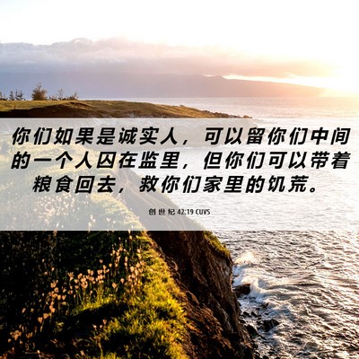 Picture 06 - 创 世 纪 42:19 CUVS - 你 们 如 果 是 诚 实 人 ， 可 以 留 - Bible Verse Picture
