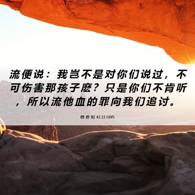 Picture 06 - 创 世 纪 42:22 CUVS - 流 便 说 ： 我 岂 不 是 对 你 们 说 - Bible Verse Picture