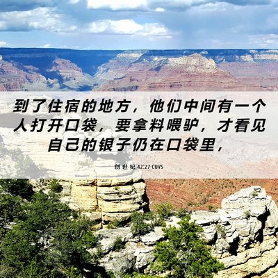 Picture 06 - 创 世 纪 42:27 CUVS - 到 了 住 宿 的 地 方 ， 他 们 中 间 - Bible Verse Picture