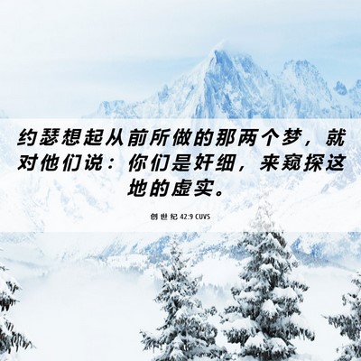 Picture 06 - 创 世 纪 42:9 CUVS - 约 瑟 想 起 从 前 所 做 的 那 两 个 - Bible Verse Picture