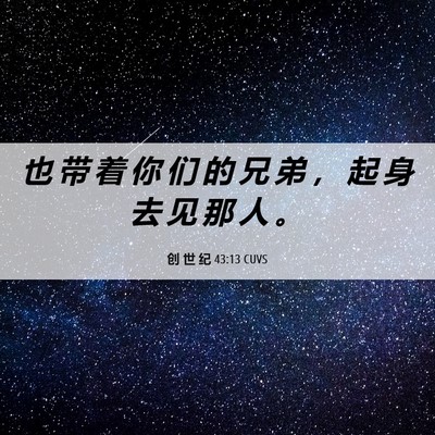 Picture 06 - 创 世 纪 43:13 CUVS - 也 带 着 你 们 的 兄 弟 ， 起 身 去 - Bible Verse Picture