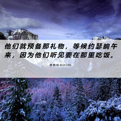 Picture 06 - 创 世 纪 43:25 CUVS - 他 们 就 预 备 那 礼 物 ， 等 候 约 - Bible Verse Picture