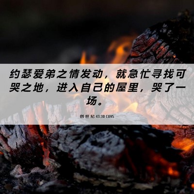 Picture 06 - 创 世 纪 43:30 CUVS - 约 瑟 爱 弟 之 情 发 动 ， 就 急 忙 - Bible Verse Picture