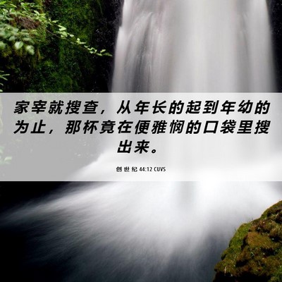 Picture 06 - 创 世 纪 44:12 CUVS - 家 宰 就 搜 查 ， 从 年 长 的 起 到 - Bible Verse Picture