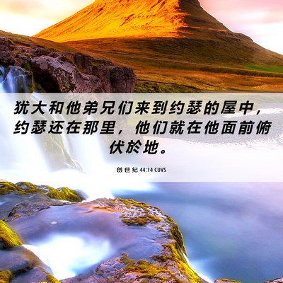 Picture 06 - 创 世 纪 44:14 CUVS - 犹 大 和 他 弟 兄 们 来 到 约 瑟 的 - Bible Verse Picture