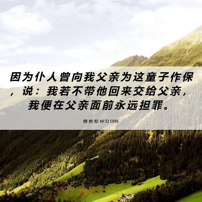 Picture 06 - 创 世 纪 44:32 CUVS - 因 为 仆 人 曾 向 我 父 亲 为 这 童 - Bible Verse Picture