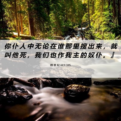 Picture 06 - 创 世 纪 44:9 CUVS - 你 仆 人 中 无 论 在 谁 那 里 搜 出 - Bible Verse Picture