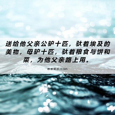 Picture 06 - 创 世 纪 45:23 CUVS - 送 给 他 父 亲 公 驴 十 匹 ， 驮 着 - Bible Verse Picture