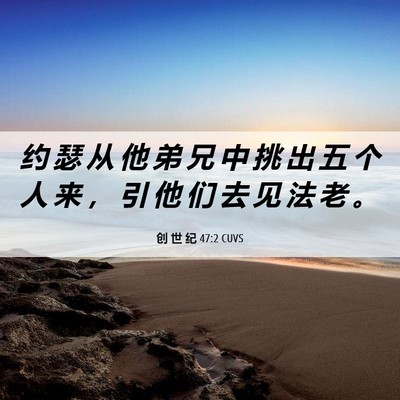 Picture 06 - 创 世 纪 47:2 CUVS - 约 瑟 从 他 弟 兄 中 挑 出 五 个 人 - Bible Verse Picture