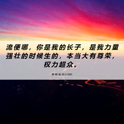 Picture 06 - 创 世 纪 49:3 CUVS - 流 便 哪 ， 你 是 我 的 长 子 ， 是 - Bible Verse Picture