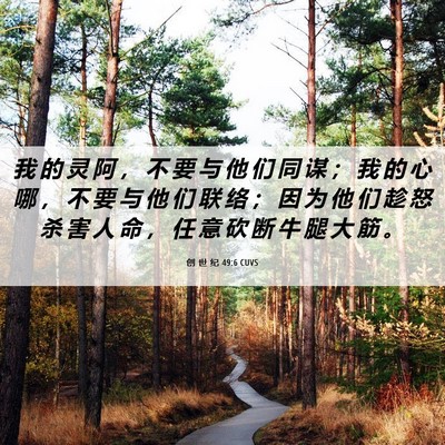 Picture 06 - 创 世 纪 49:6 CUVS - 我 的 灵 阿 ， 不 要 与 他 们 同 谋 - Bible Verse Picture