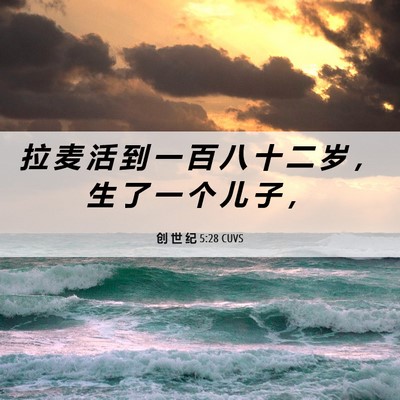 Picture 06 - 创 世 纪 5:28 CUVS - 拉 麦 活 到 一 百 八 十 二 岁 ， 生 - Bible Verse Picture