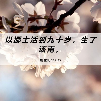 Picture 06 - 创 世 纪 5:9 CUVS - 以 挪 士 活 到 九 十 岁 ， 生 了 该 - Bible Verse Picture