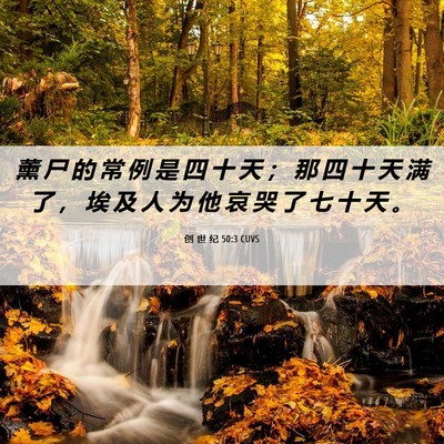 Picture 06 - 创 世 纪 50:3 CUVS - 薰 尸 的 常 例 是 四 十 天 ； 那 四 - Bible Verse Picture
