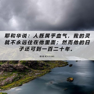 Picture 06 - 创 世 纪 6:3 CUVS - 耶 和 华 说 ： 人 既 属 乎 血 气 ， - Bible Verse Picture