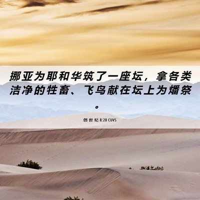Picture 06 - 创 世 纪 8:20 CUVS - 挪 亚 为 耶 和 华 筑 了 一 座 坛 ， - Bible Verse Picture