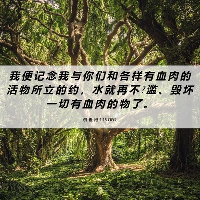 Picture 06 - 创 世 纪 9:15 CUVS - 我 便 记 念 我 与 你 们 和 各 样 有 - Bible Verse Picture