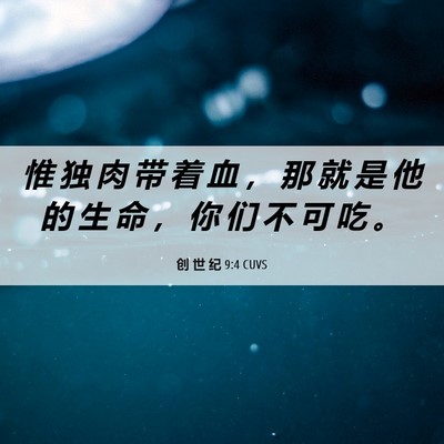 Picture 06 - 创 世 纪 9:4 CUVS - 惟 独 肉 带 着 血 ， 那 就 是 他 的 - Bible Verse Picture