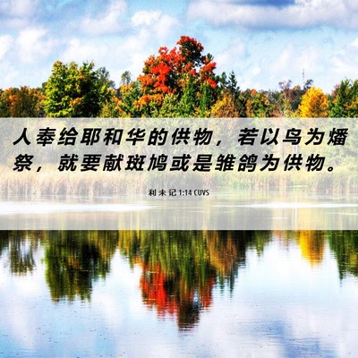 Picture 06 - 利 未 记 1:14 CUVS - 人 奉 给 耶 和 华 的 供 物 ， 若 以 - Bible Verse Picture