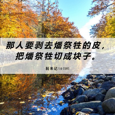 Picture 06 - 利 未 记 1:6 CUVS - 那 人 要 剥 去 燔 祭 牲 的 皮 ， 把 - Bible Verse Picture