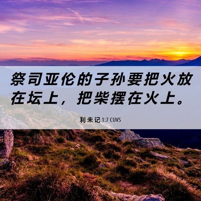 Picture 06 - 利 未 记 1:7 CUVS - 祭 司 亚 伦 的 子 孙 要 把 火 放 在 - Bible Verse Picture