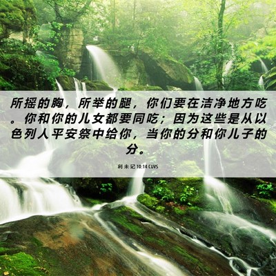 Picture 06 - 利 未 记 10:14 CUVS - 所 摇 的 胸 ， 所 举 的 腿 ， 你 们 - Bible Verse Picture