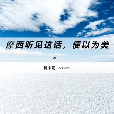 Picture 06 - 利 未 记 10:20 CUVS - 摩 西 听 见 这 话 ， 便 以 为 美 - Bible Verse Picture