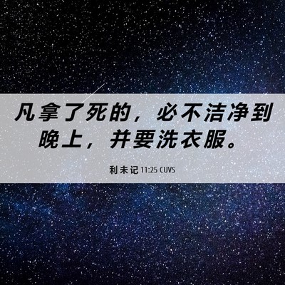 Picture 06 - 利 未 记 11:25 CUVS - 凡 拿 了 死 的 ， 必 不 洁 净 到 晚 - Bible Verse Picture
