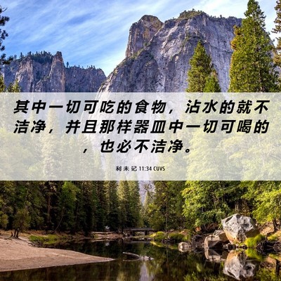 Picture 06 - 利 未 记 11:34 CUVS - 其 中 一 切 可 吃 的 食 物 ， 沾 水 - Bible Verse Picture