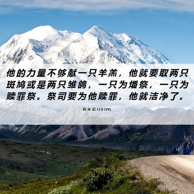 Picture 06 - 利 未 记 12:8 CUVS - 他 的 力 量 不 够 献 一 只 羊 羔 ， - Bible Verse Picture