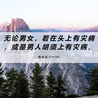 Picture 06 - 利 未 记 13:29 CUVS - 无 论 男 女 ， 若 在 头 上 有 灾 病 - Bible Verse Picture