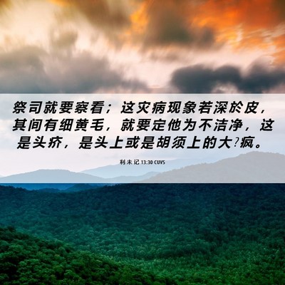 Picture 06 - 利 未 记 13:30 CUVS - 祭 司 就 要 察 看 ； 这 灾 病 现 象 - Bible Verse Picture