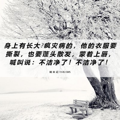 Picture 06 - 利 未 记 13:45 CUVS - 身 上 有 长 大 ? 疯 灾 病 的 ， 他 的 - Bible Verse Picture