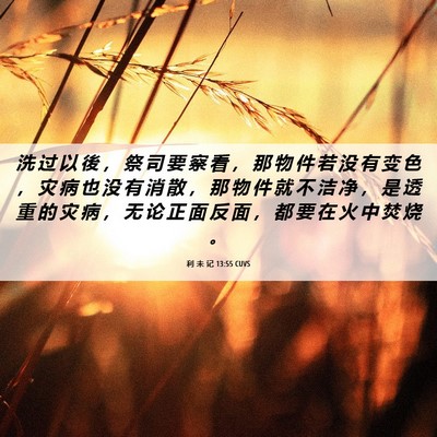 Picture 06 - 利 未 记 13:55 CUVS - 洗 过 以 後 ， 祭 司 要 察 看 ， 那 - Bible Verse Picture