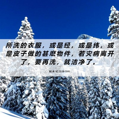 Picture 06 - 利 未 记 13:58 CUVS - 所 洗 的 衣 服 ， 或 是 经 ， 或 是 - Bible Verse Picture