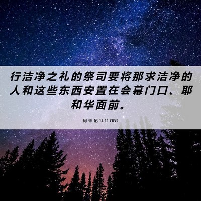 Picture 06 - 利 未 记 14:11 CUVS - 行 洁 净 之 礼 的 祭 司 要 将 那 求 - Bible Verse Picture