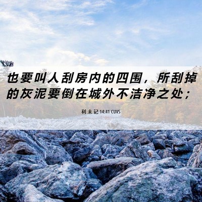 Picture 06 - 利 未 记 14:41 CUVS - 也 要 叫 人 刮 房 内 的 四 围 ， 所 - Bible Verse Picture