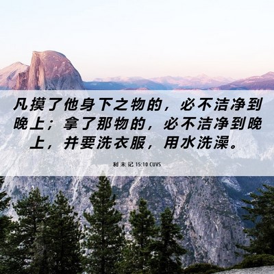Picture 06 - 利 未 记 15:10 CUVS - 凡 摸 了 他 身 下 之 物 的 ， 必 不 - Bible Verse Picture